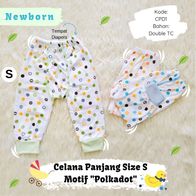 12 pcs Celana Panjang Diapers Bayi Newborn Motif Polkadot