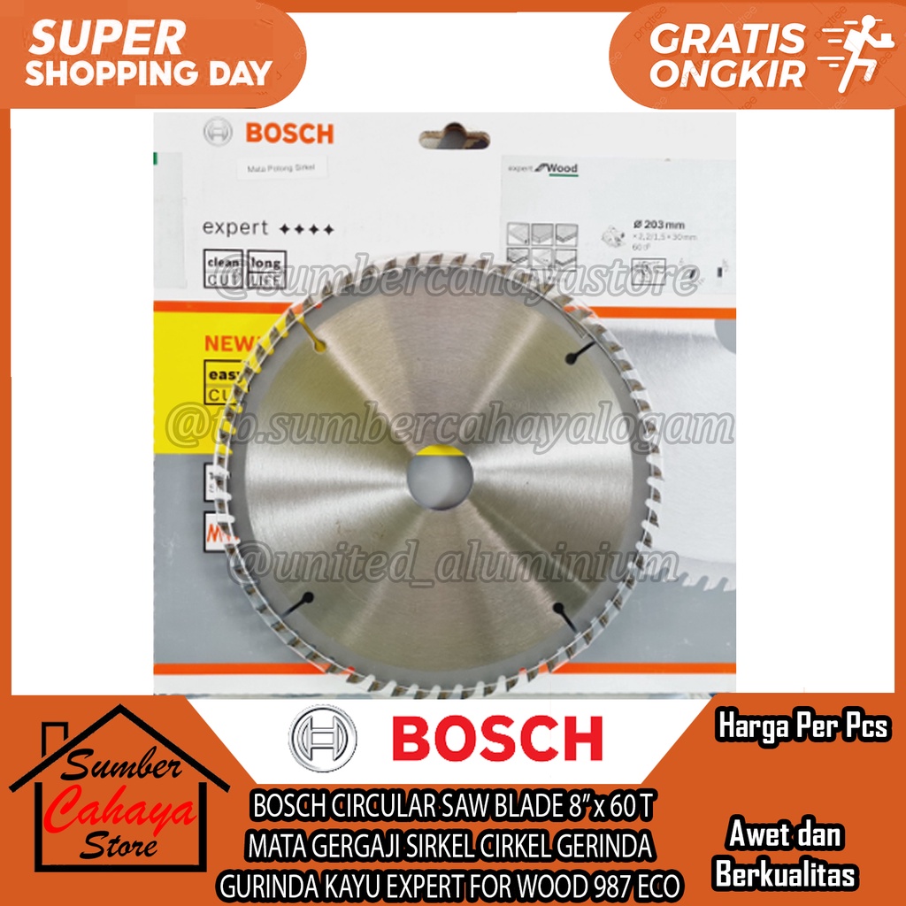 Mata Gergaji Kayu Bosch 8 Inch 60t Circular Saw Blade Mata Gergaji Kayu Expert For Wood 987 Eco Sirk