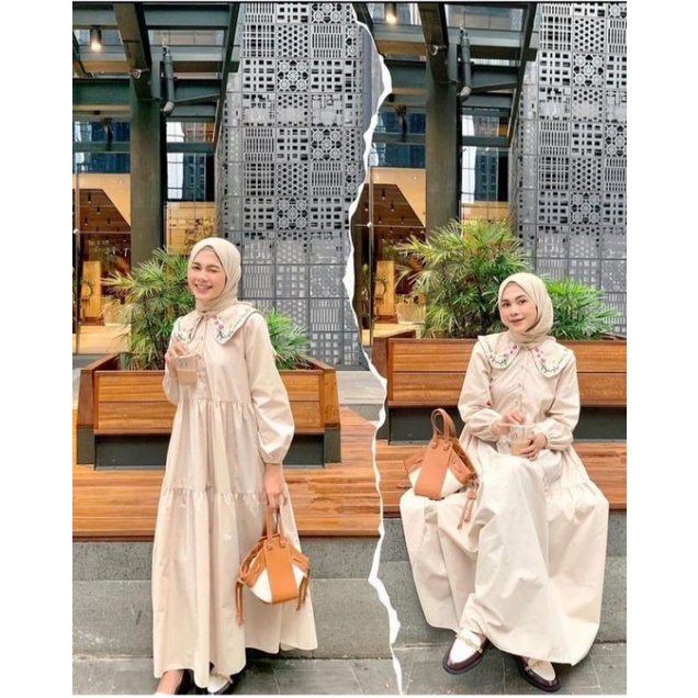 ANISAH DRESS BERKERAH BORDIR /DRESS WANITA WOLFIS