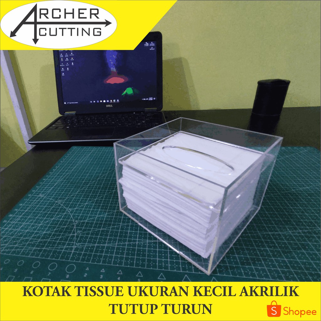 KOTAK TISU BOX TISSUE KECIL TUTUP TURUN AKRILIK