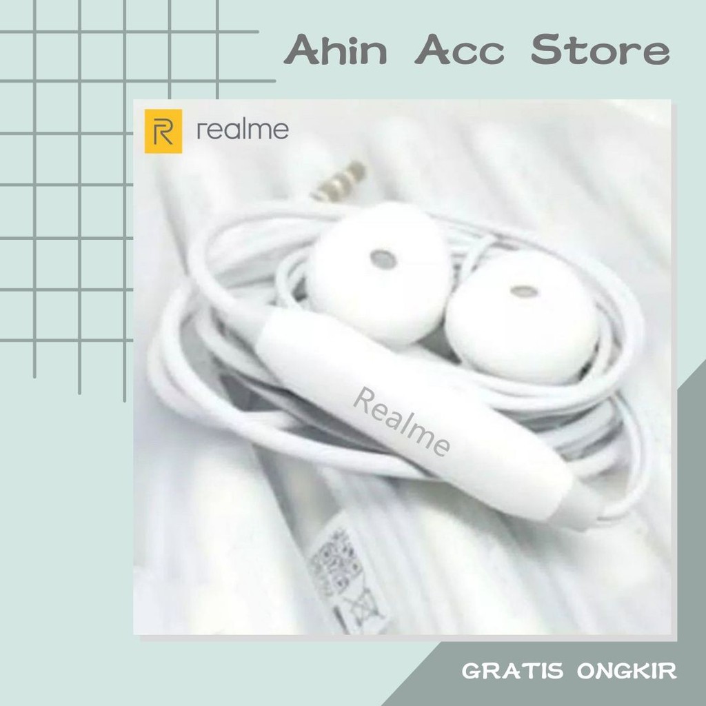 Headset Realme Original 100% RealMe C1 C2 C3 C11 C12 C15 C17 Earphone Stereo Portable Ear Audio Bass