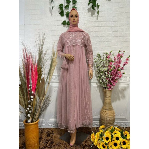 Gamis tille brukat jumbo maxi dress brukat muslim modern SIZE M L XL XXL