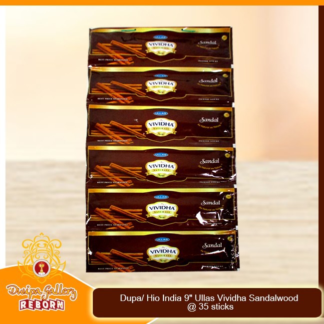 Dupa/ Hio India 9&quot; Ullas Vividha Sandalwood @ 35 sticks 1 Renceng 6pcs