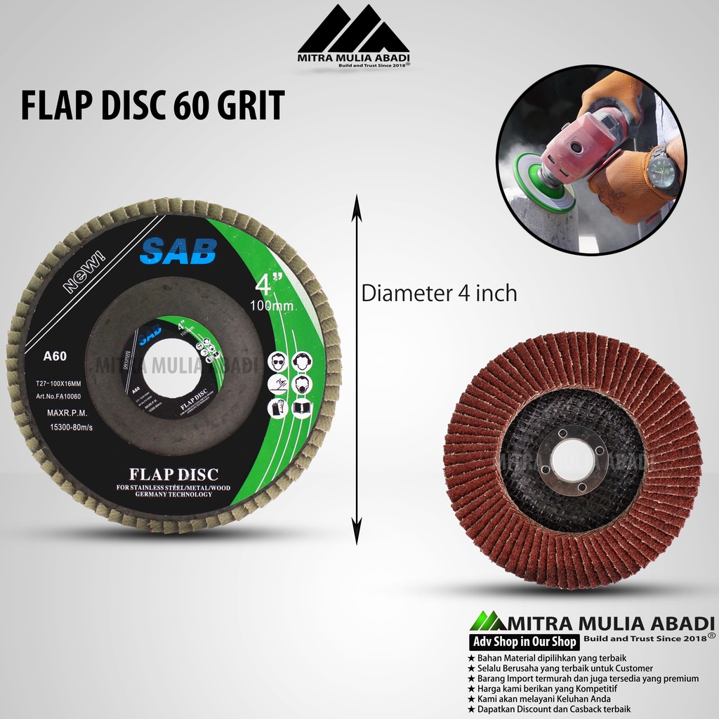 Amplas Susun Flap Disk 4 inch Grit 60