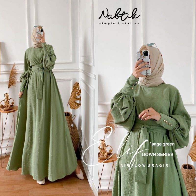 Neww  gamis muslimah Elif Gown Uragiri terbaru original by nabtik