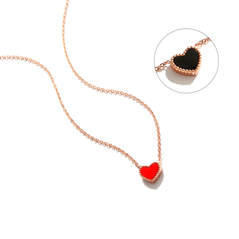 Kalung Titanium Anti Karat Liontin Hati Dua Sisi Beruntung Perhiasan Wanita Fashion Korea