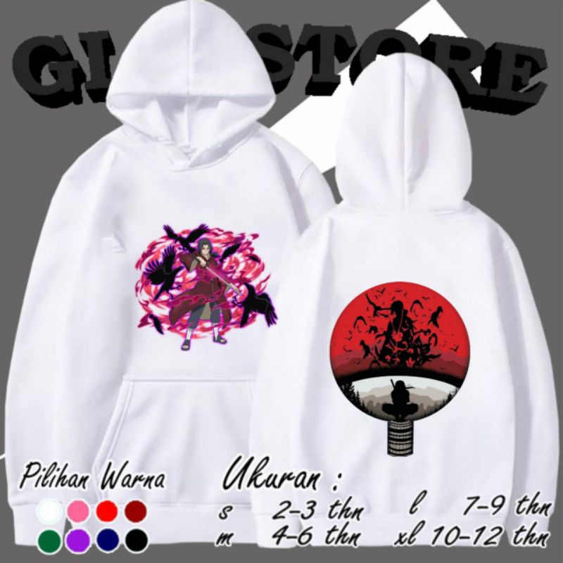 hoodie anak anak gambar itachi uciha/jaket hoodie anime akatsuky gambar itachi uciha
