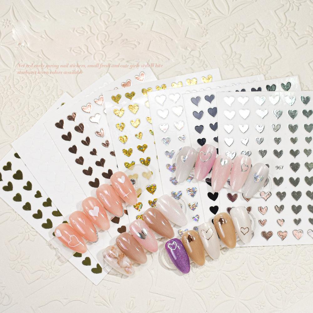R-flower Nails Stiker Nail Art Dekorasi DIY Self -Adhesive Love Heart