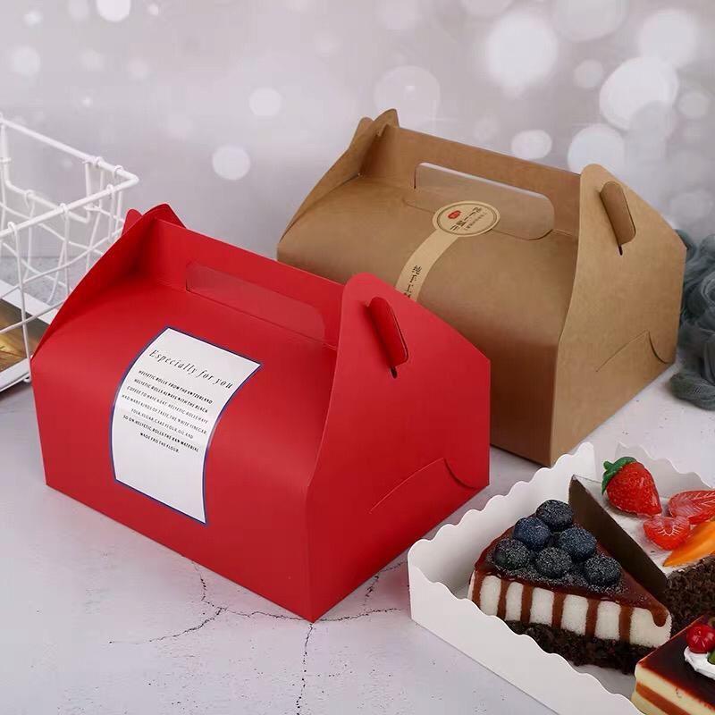 2pcs-Kotak box Imlek, kotak hantaran merah Kraft gable box toples kue kering