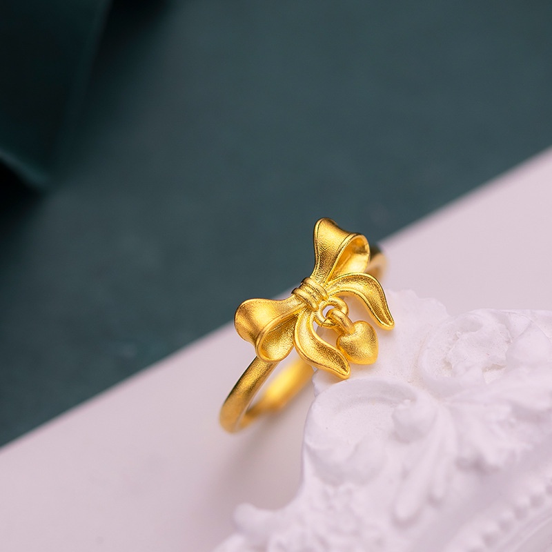 Cincin Lapis Emas Asli Kadar 375 Desain Kupu-Kupu Hati Untuk Wanita