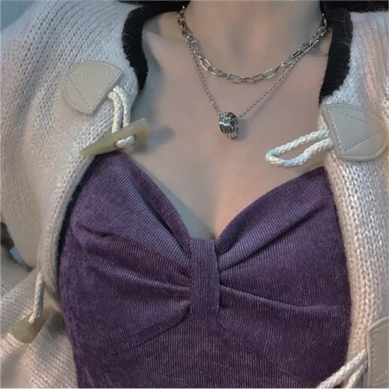 Small design sense air clavicle chain double layer hip-hop stacking necklace