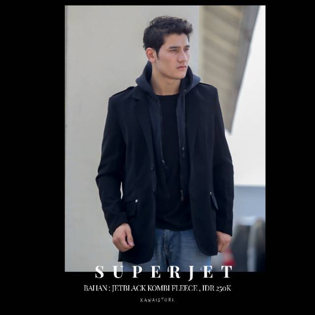 Blazer Hoodie SUPERJET -  Blazer hoodie Black Bahan Jetblack combi Fleece