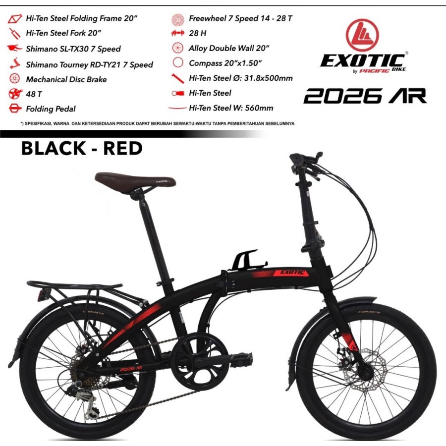 Sepeda Lipat Folding Bike Exotic By Pacific 2026 AR 20 Inch 7 Speed Garansi Termurah-3