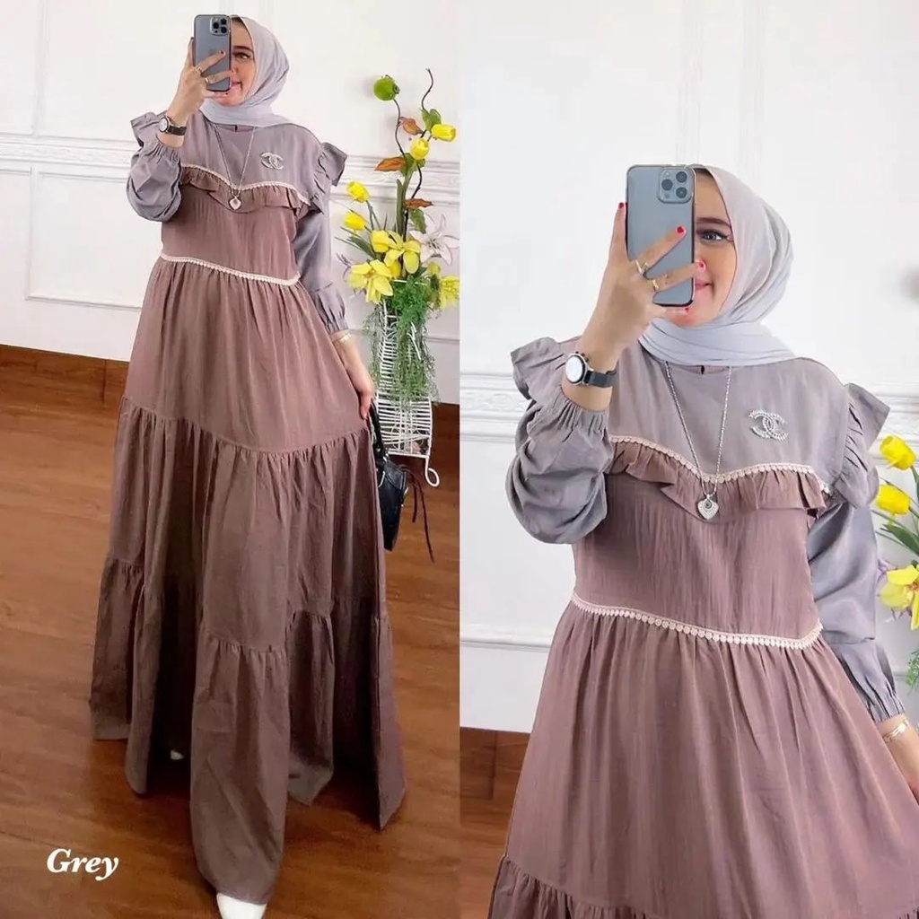 KENZA DRESS BO Bahan CRINKLE LD 110 CM PB 135 CM ( TANPA BROSS ) Baju Outfit Wanita Kekinian  DRES  MODEL TRENDY  DAN KEKINIAN HARGA MURAH DAN TERJANGKAU BAJU DRES 2022