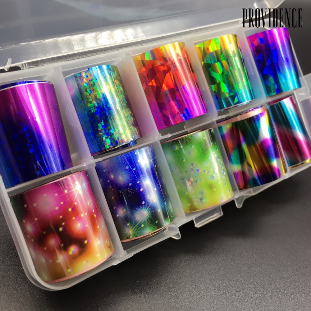 Providence 10 Rol / Set Stiker Kuku Holografik Motif Langit Berbintang Untuk Dekorasi Nail Art / Manicure Diy