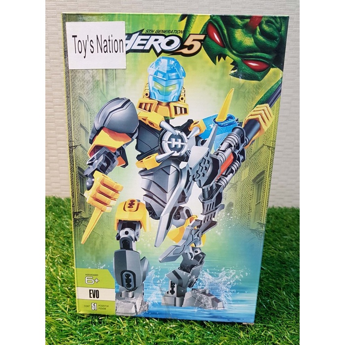 ahza  terlaris 20CM Evo Brain Attack Hero 5 Robot Building Blocks Kids Gift 050