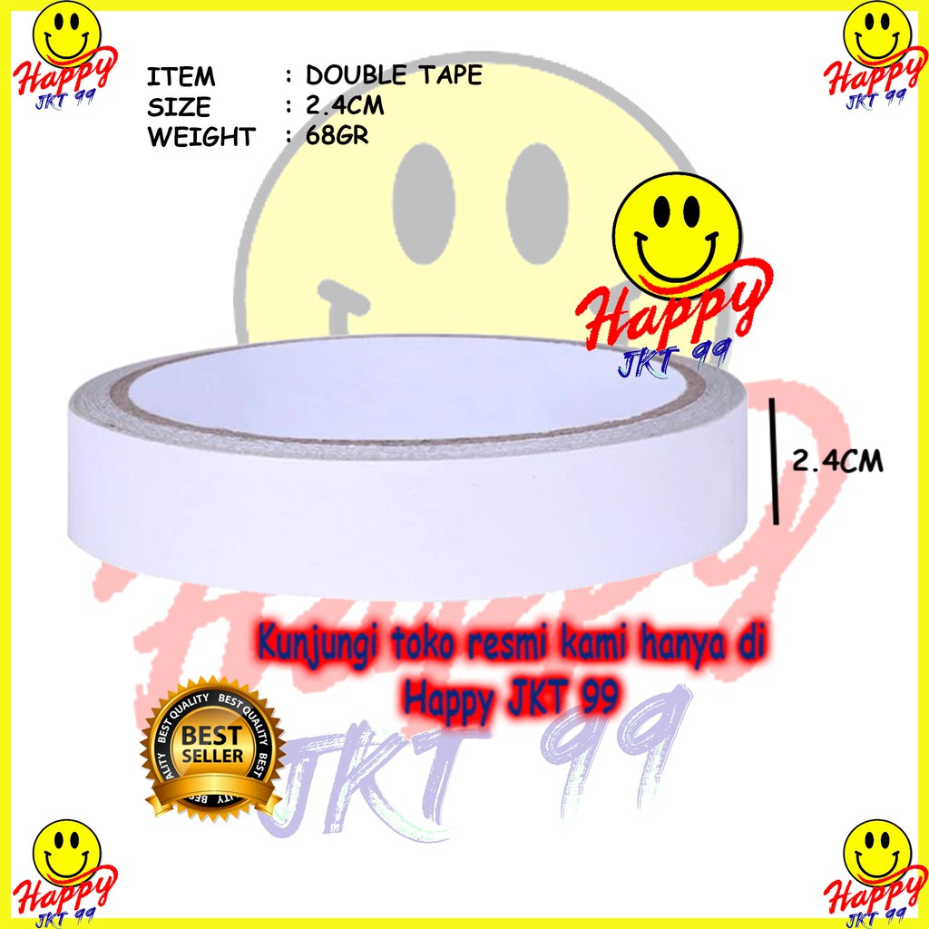 [ HAPPY JKT 99 ] ISOLASI DOUBLE TAPE SOLVENT 2.4CM X 12M