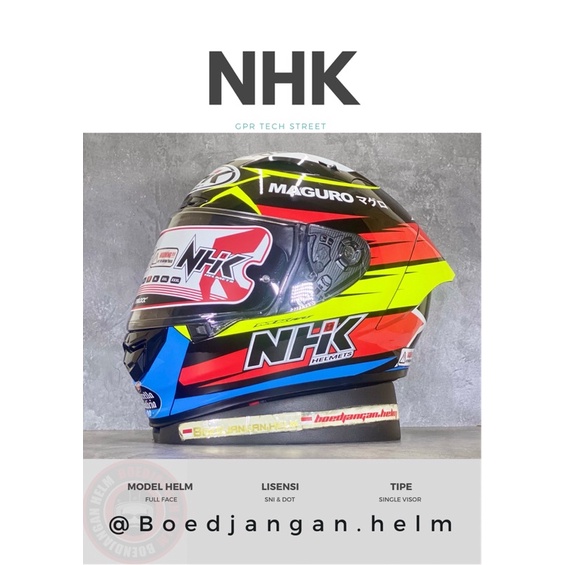 NHK HELM GPR TECH STREET SERGIO - BLACK RED - NHK GPR TECH FULL FACE DD RING