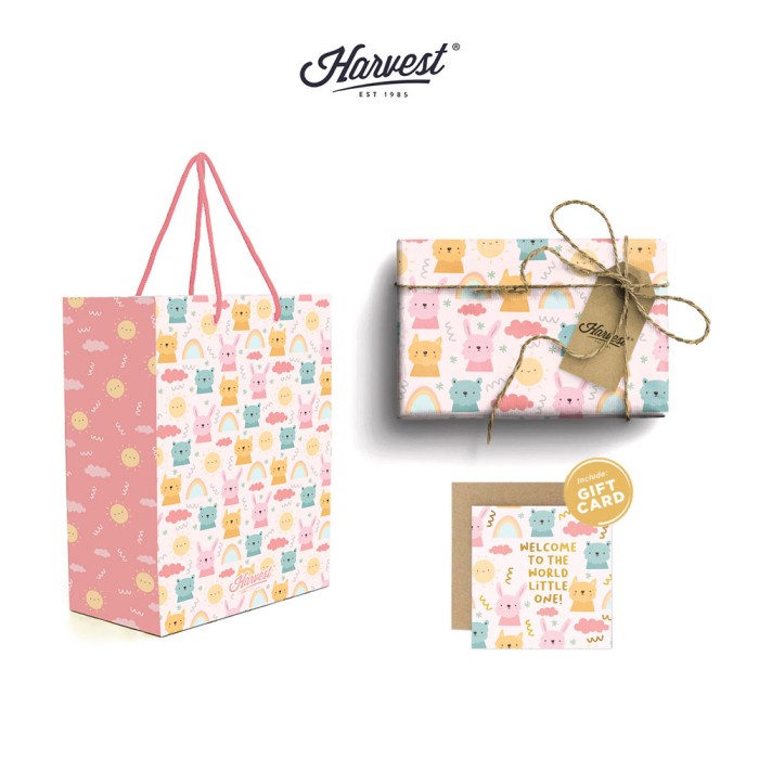 

✨ BISA COD ✨ Paket Paper Bag, Kertas Kado & Kartu Baby Harvest Wrap Kit - Rabbit