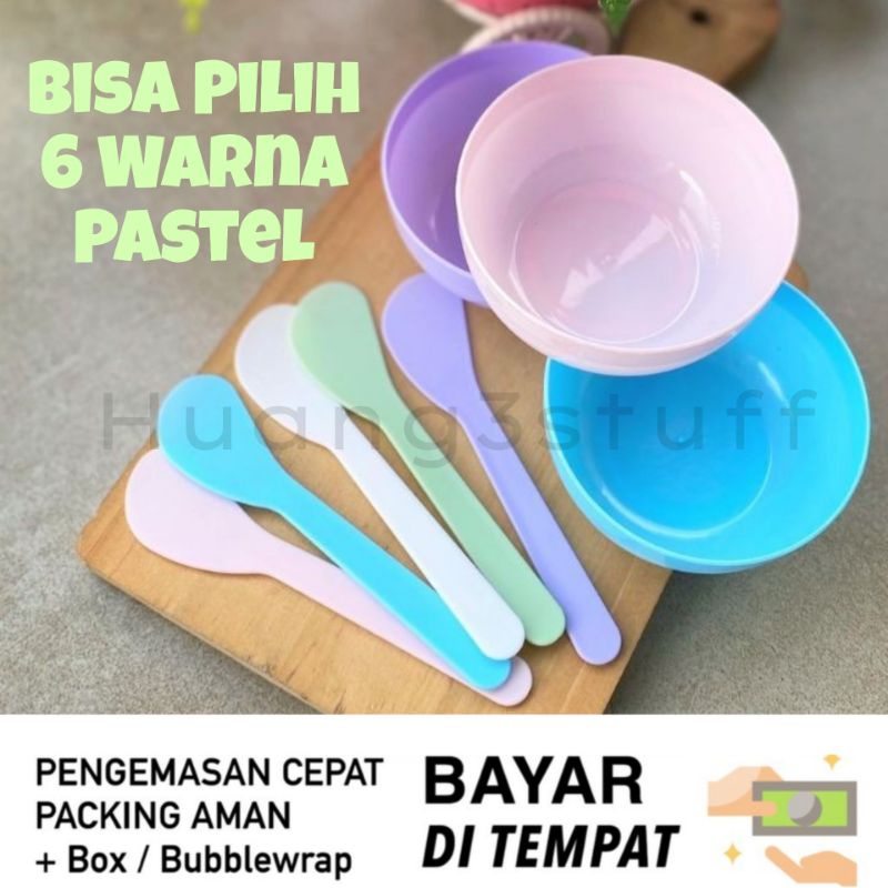 Mangkok Masker Set 4in1 Spatula / MANGKOK SENDOK MASKER PLASTIK