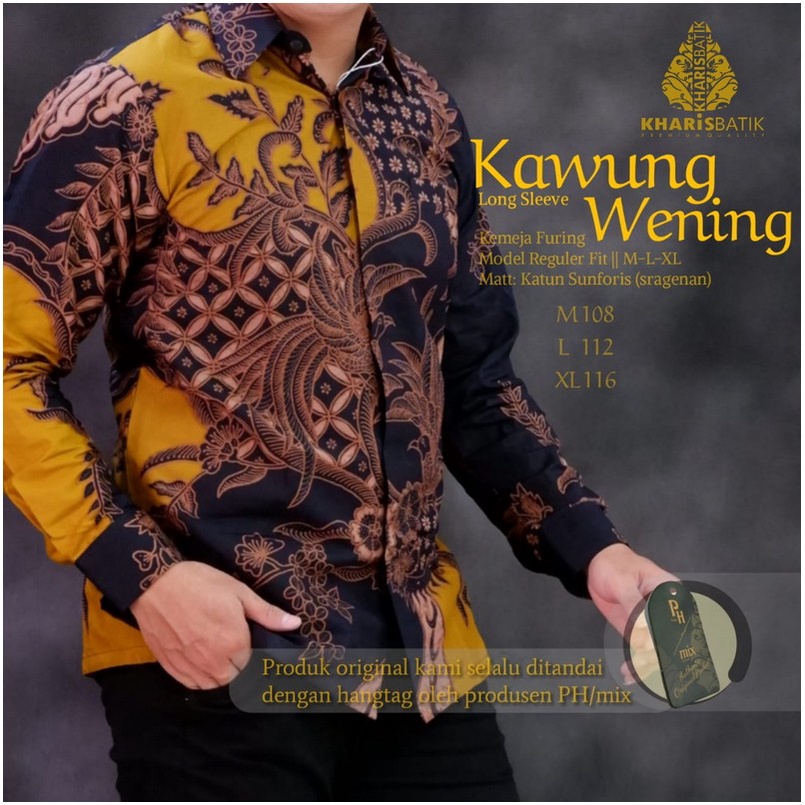 KAWUNG KEMEJA BATIK SOLO PRIA LENGAN PANJANG LAPIS FURING ATASAN PREMIUM MODERN KOPRI PGRI PANGASTUT