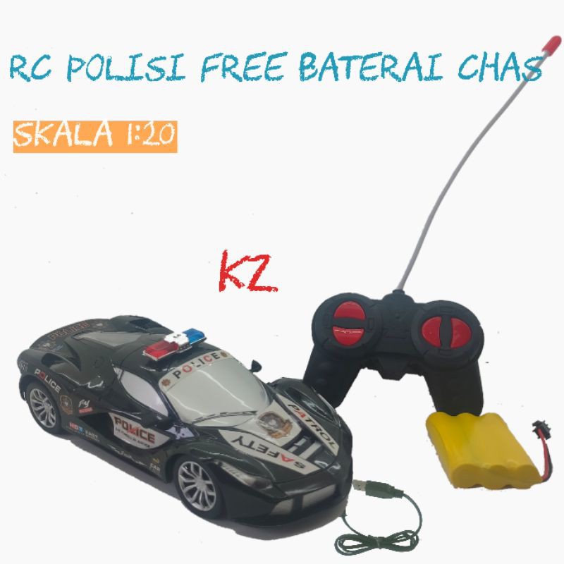 mobil RC polisi 1:20 dengan baterai chas