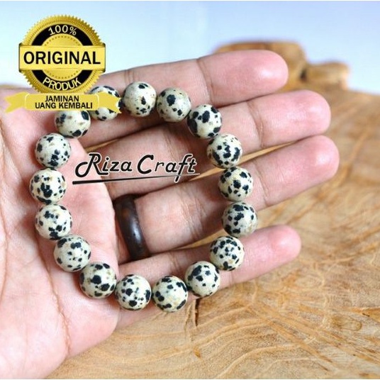 Gelang Batu Akik Jasper Dalmation Hitam Putih Asli Terbaik