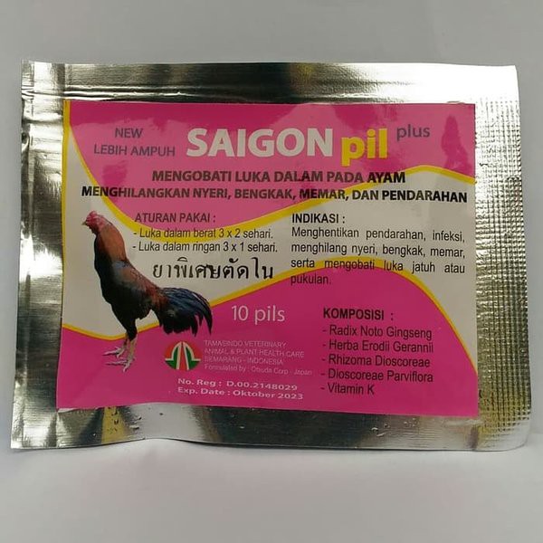 

Tamasindo / Saigon Pil - Mengobati luka dalam, menhikangkan nyeri, pendarahan pada ayam