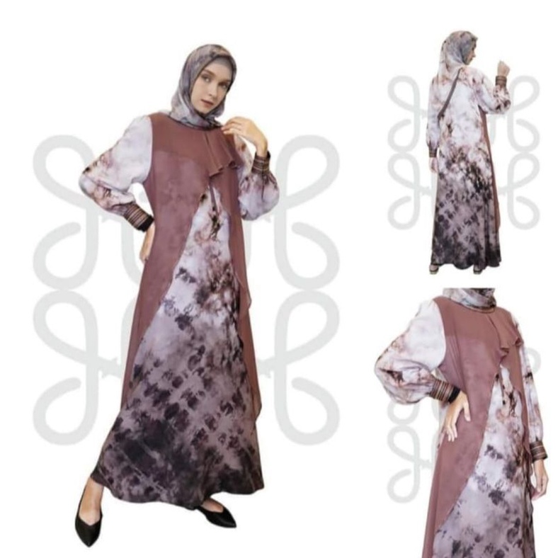 Abaya hikmat Fashion Original A 4155-05 brown & green , Hikmat original