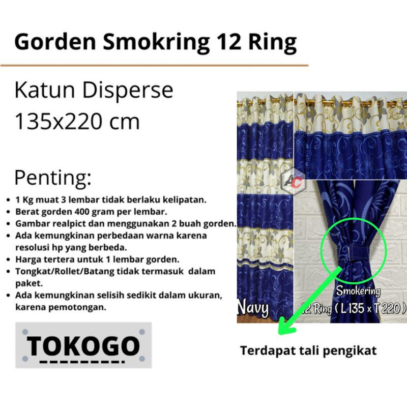 Gorden Pintu Jendela Minimalis Motif Best Floral Model Smokering 12 Lubang Termurah Bisa Cod