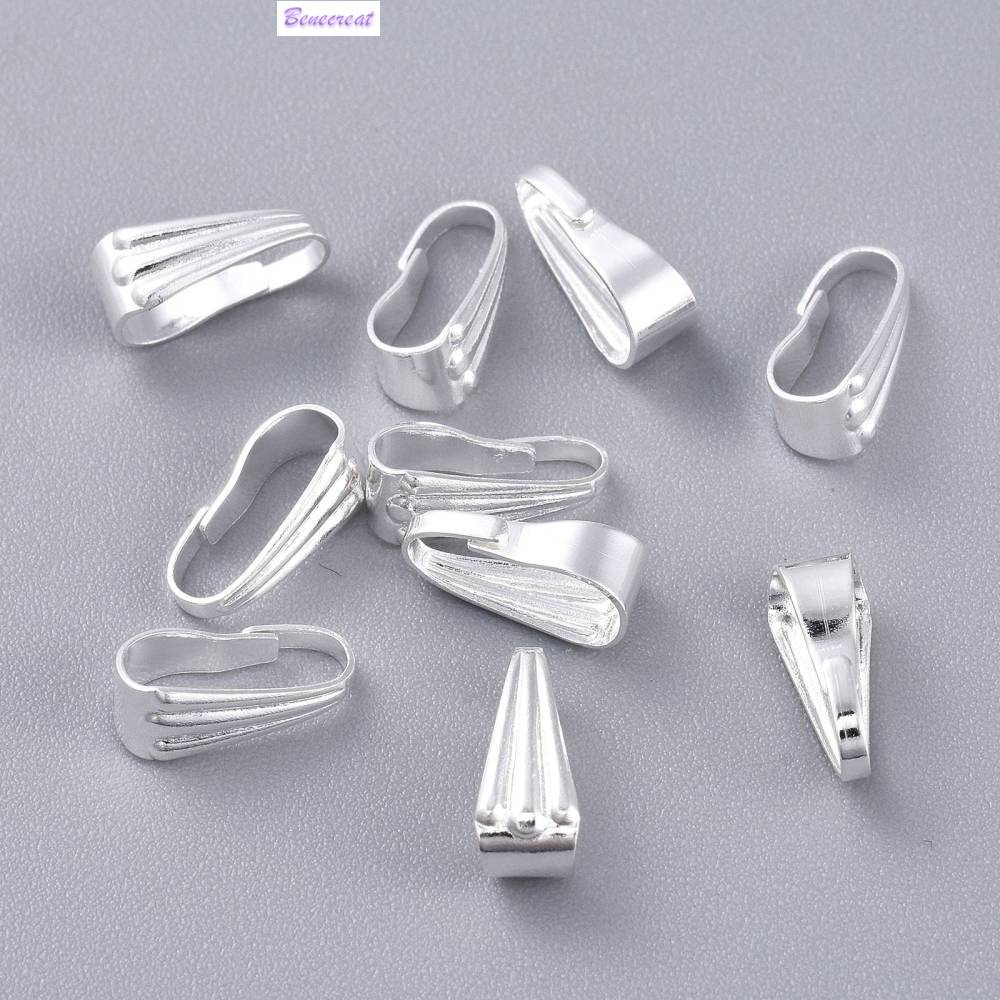 100Pcs 304 Stainless Steel Clasp Bails Jewelry Pendant Bail Pinch Clip Connector 