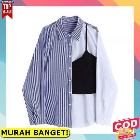 Davina - Baju Atasan Wanita Import Korea Blouse Wanita Jumbo Terbaru Modis Korean Style Putih Cewek 