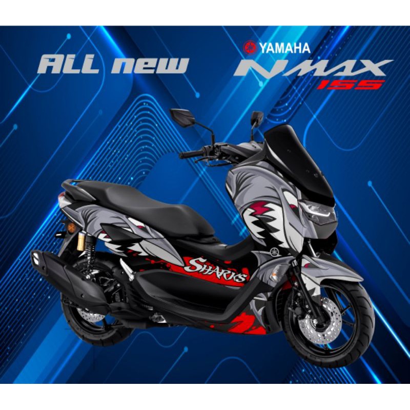 Decal Sticker All anew NMAX 155 Motif shark variasi grey