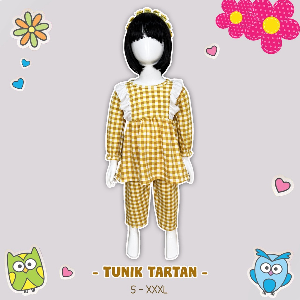 OWLET- SETELAN TUNIK TARTAN / SETELAN TARTAN / SETELAN ANAK PEREMPUAN