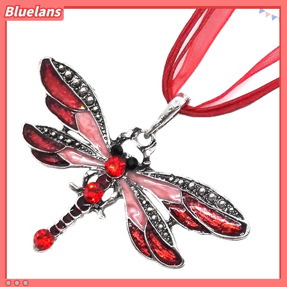 Kalung Liontin Capung Aksen Berlian Imitasi Gaya Vintage Untuk Wanita