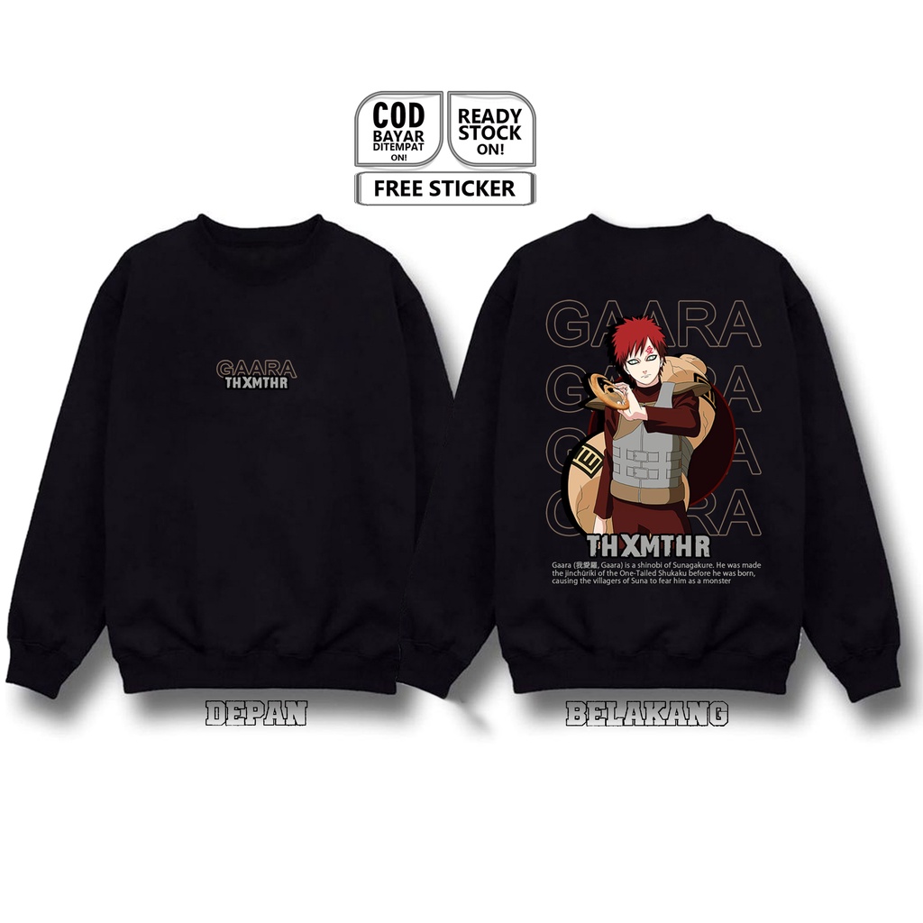 SWEATER GAARA NARUTO ANIME MANGA KAZEKAGE CLAN SHINOBI KAKASHI SASUKE SHIKAMARU BAJU JEPANG COSPLAY