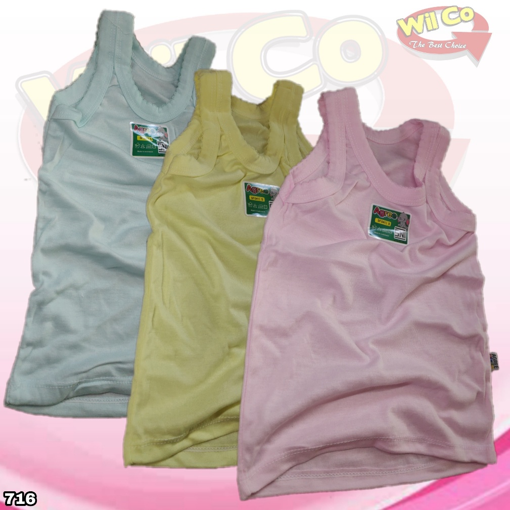 K716 - (hrg per potong) KAOS SINGLET ANAK WARNA USIA 3 - 11 TH