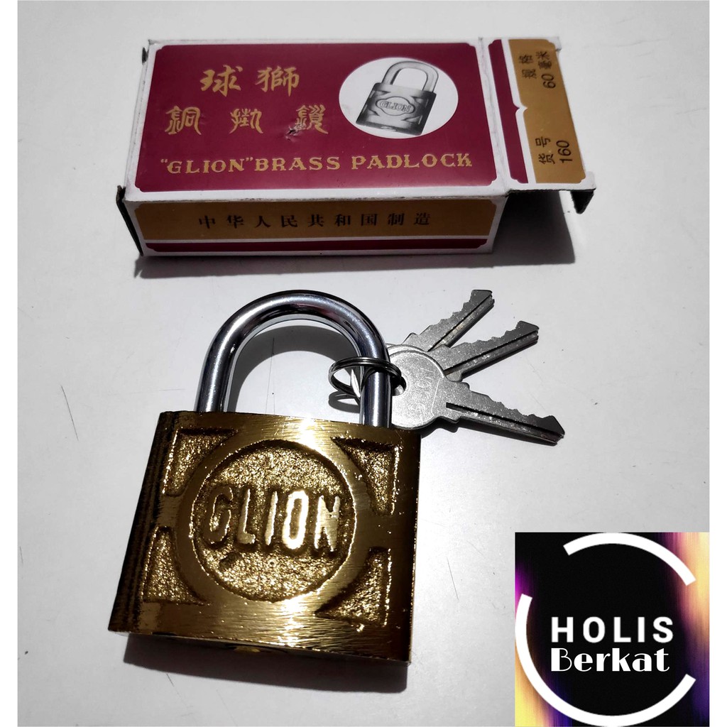 GLION BRASS PADLOCK / GEMBOK KUNINGAN 60 MM LEHER PENDEK HIGH QUALITY