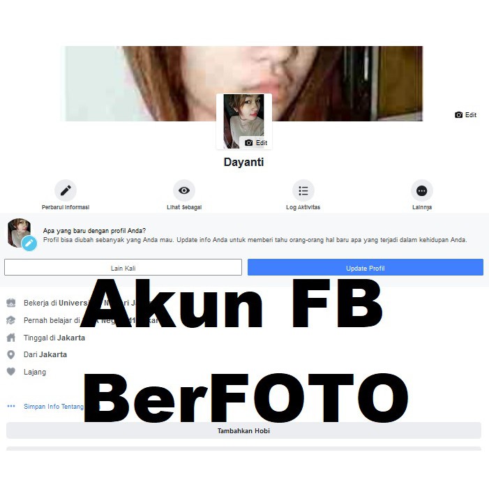 Akun Facebook Fresh berfoto bergaransi/ Akun Facebook Polosan berfoto bergaransi/ Akun Facebook Koso