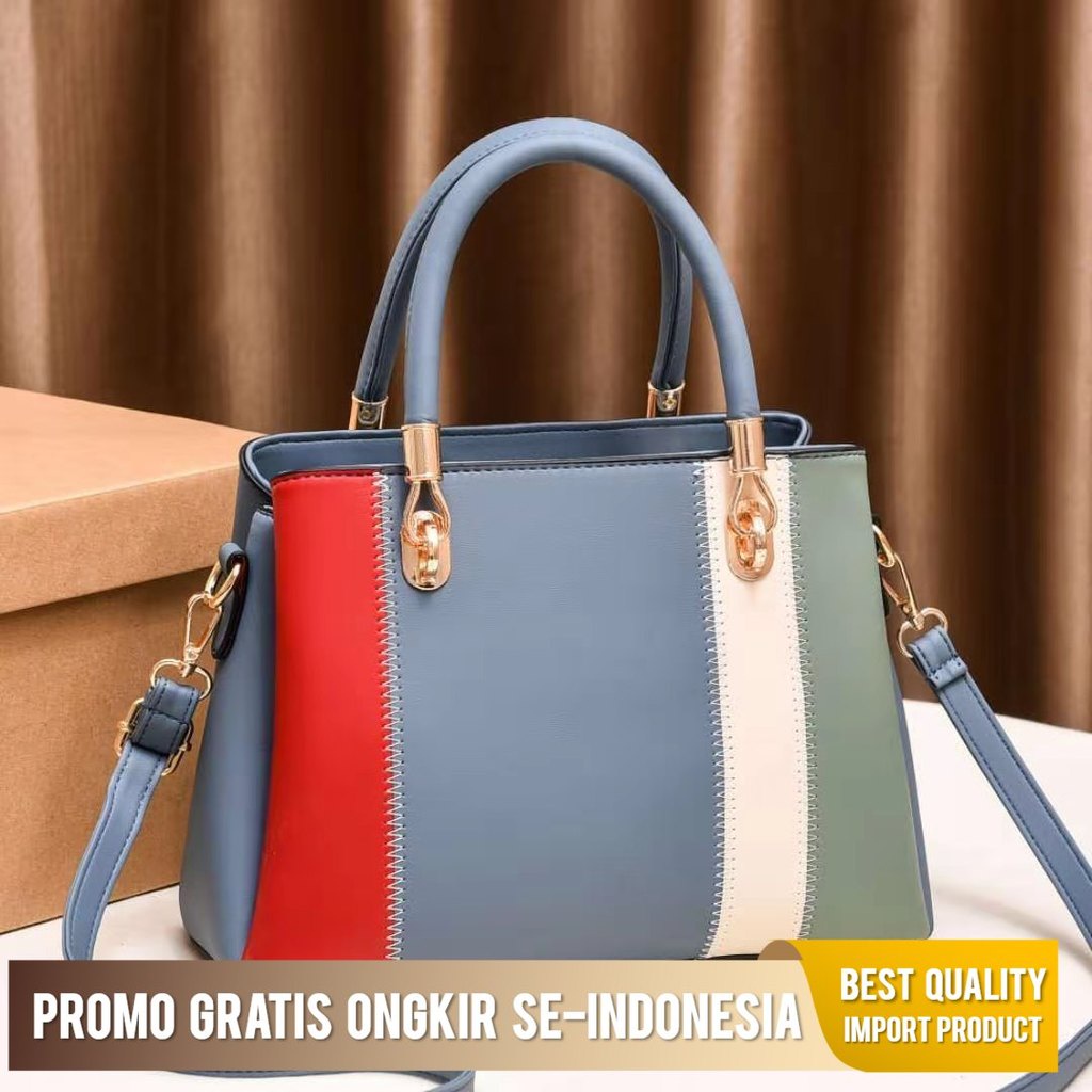 Tas Selempang Bahu Wanita 2022 Import  baru Blok Warna Mode Street trend s women's bag kapasitas bes