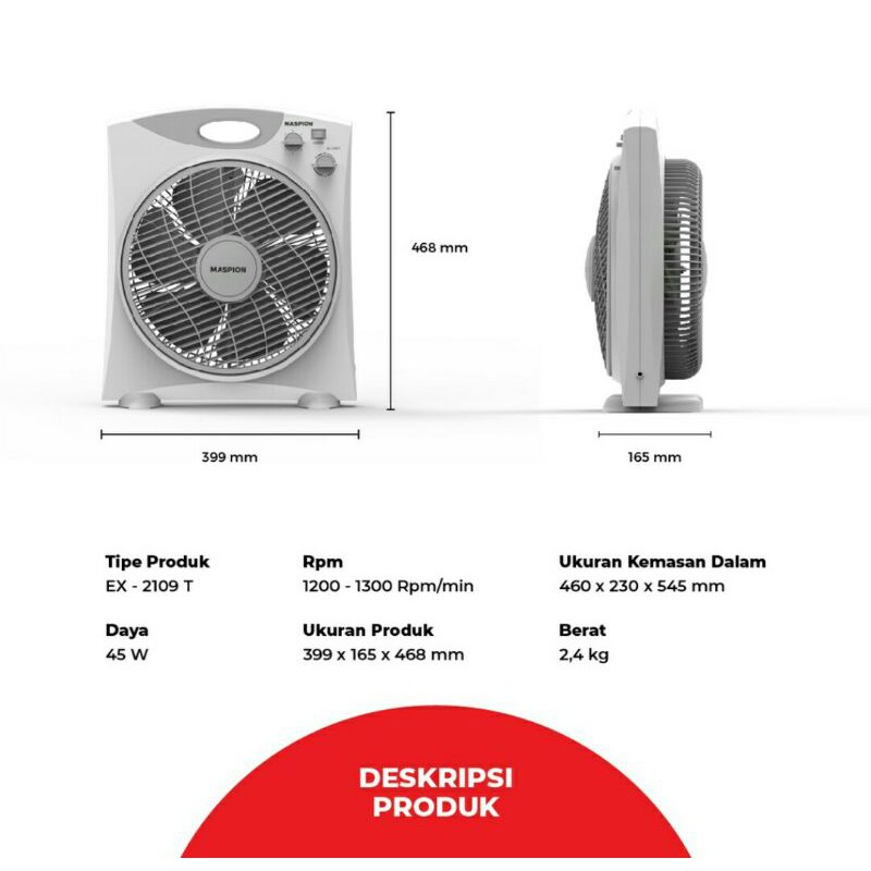 MASPION EX-2109 KIPAS ANGIN KOTAK 12 inch / BOX FAN MASPION EX2109 / KIPAS ANGIN MASPION EX 2109