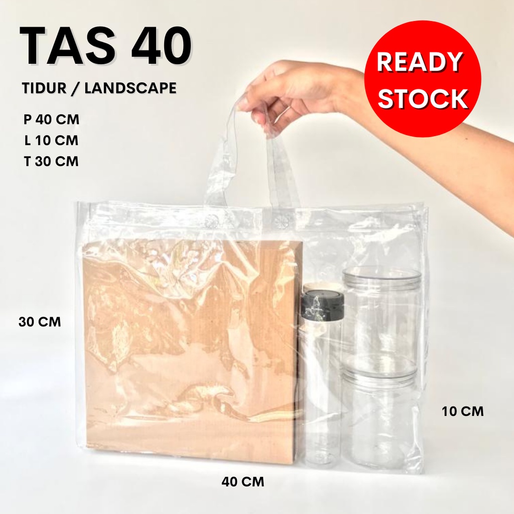 Tas pvc mika 40 x 10 x 30 tidur landscape hampers goodiebag event ulang tahun hantaran kotak kue kado