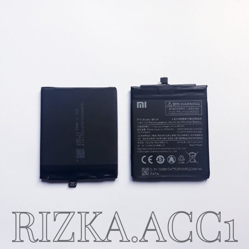 Baterai Batre Hp Xiaomi BN34 / Redmi 5A BN-34  Battery Batere Hp