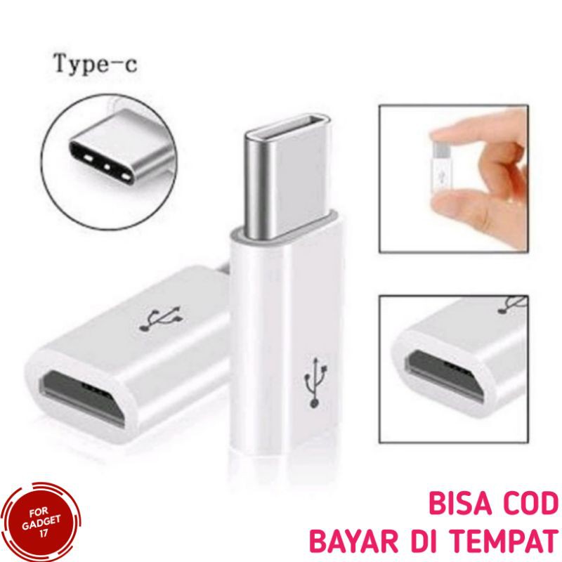 KONEKTOR SAMBUNGAN KEPALA CHARGER ANDROID MICRO USB TO TYPE C TIPE C