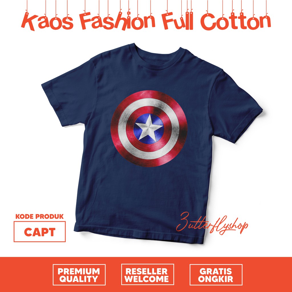 [KAOS ANAK] Capt America perisai shield full cotton santai nyaman bagus murah export quality