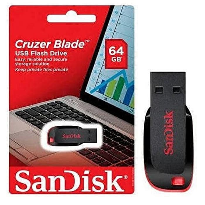 ORIGINAL SANDISK FLASHDISK 64GB CRUZER BLADE CZ50 USB FLASH DISK 64 GB