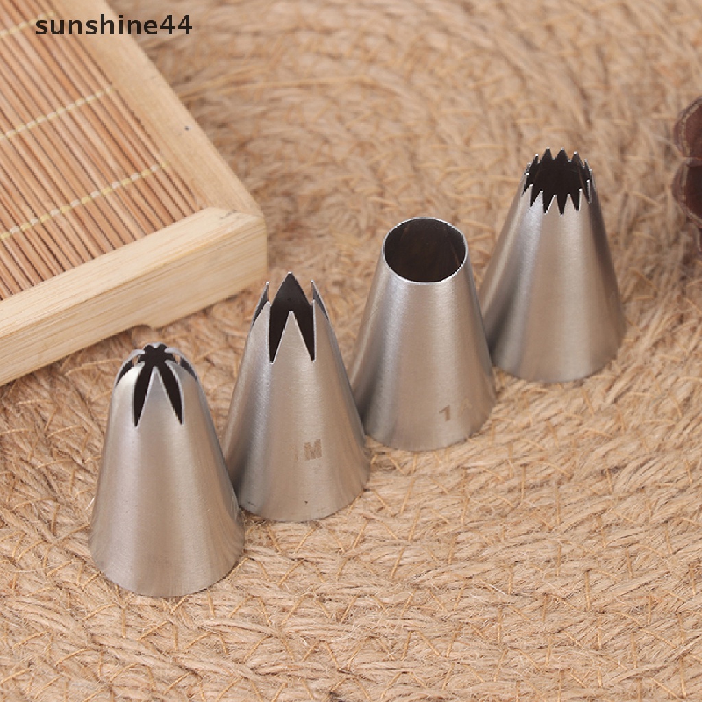 Sunshine 4Pcs Spuit Piping Medium Bahan Stainless Steel Untuk Dekorasi Kue