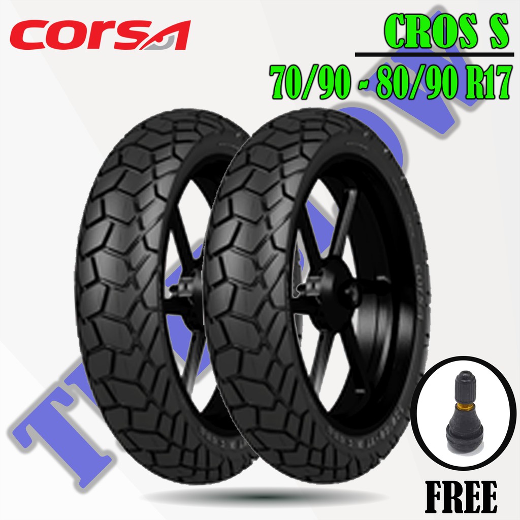 Paket Ban Motor Moped (Motor bebek) // CORSA CROSS S 70/90 - 80/90 Ring 17 Tubeless