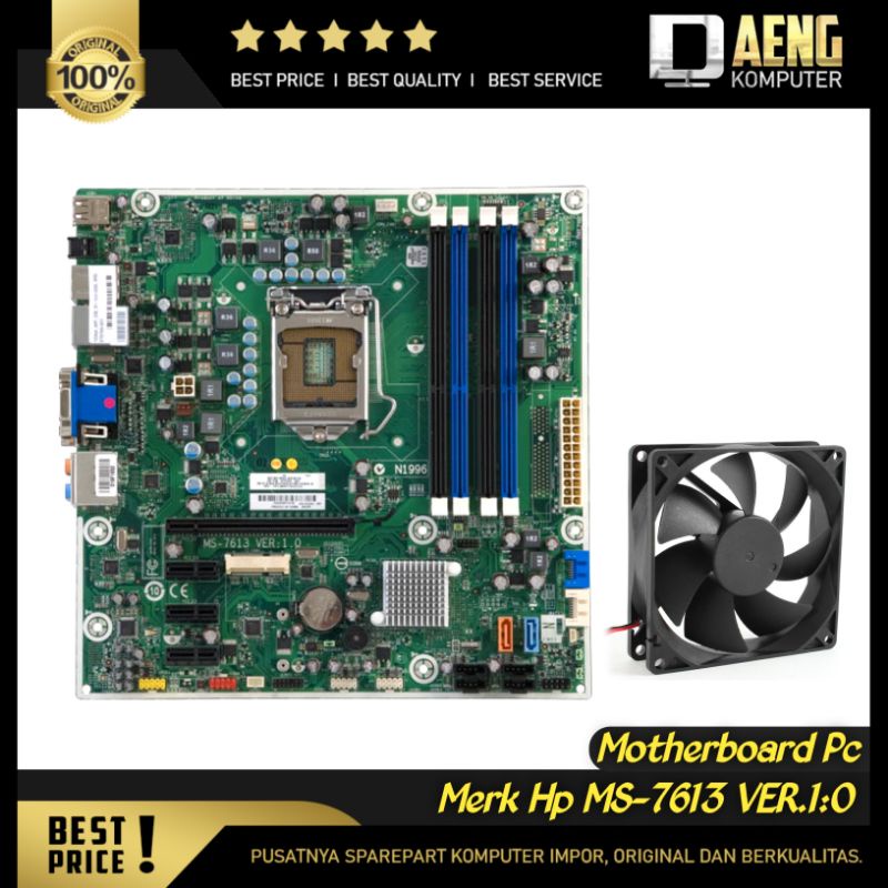 Motherboard Mainboard Mobo Pc Merk HP MS-7613 Socket 1156 4 slot Memori DDR3 Murah Original