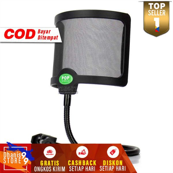 Pop Filter Mic Shield Flexible Filter Windshield Microphone Cover Penyaring Suara Mikrofon